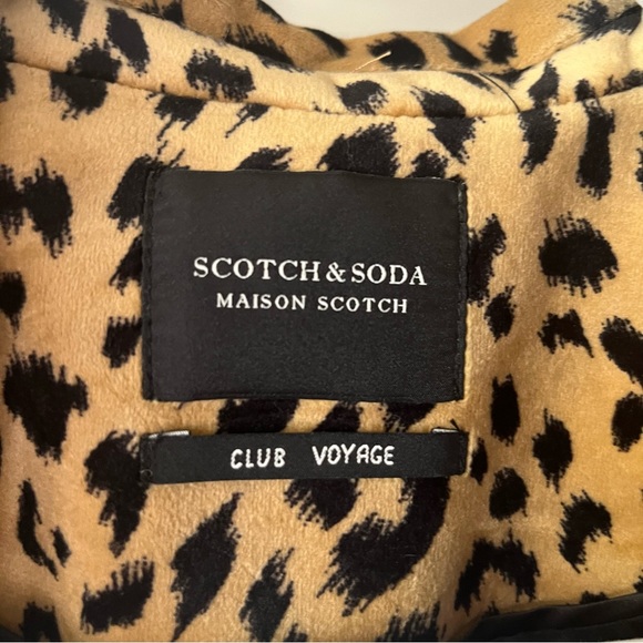 Scotch & Soda Velvet Leopard Cheetah Plush Print Blazer Suit Coat Jacket Small - Picture 10 of 14